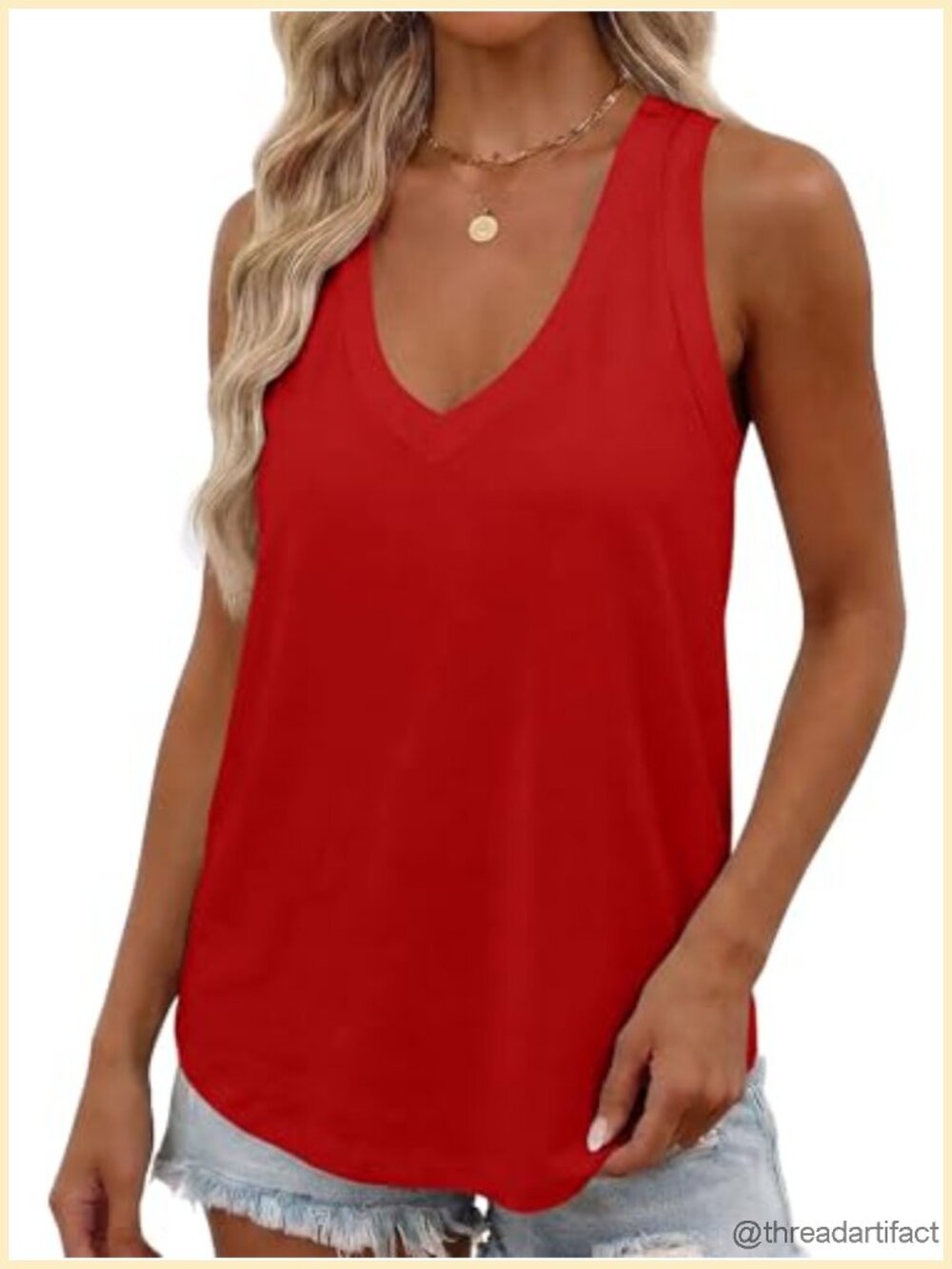 Loose Fit Deep V Neck Sleeveless Tank Top